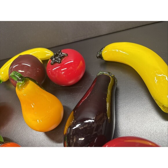 Vintage Murano Style Art Glass Hand-Blown Fruit and Vegetables Lot 10 pc - Picture 5 of 6